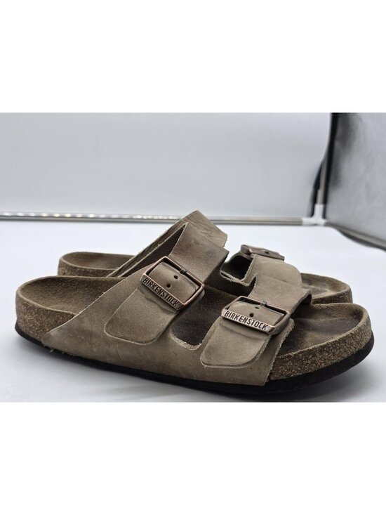 Birkenstock Shoes - Birkenstock Arizona Sandals Womens Size 8 39 Beige Nubuck Slide Stains Shoes